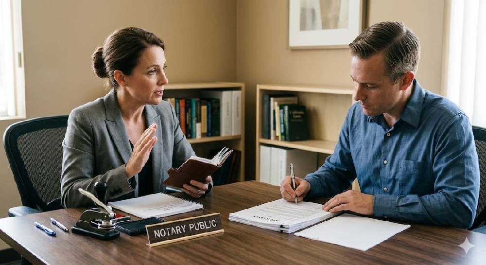 image of notary taking affidavit generated by Gemini AI